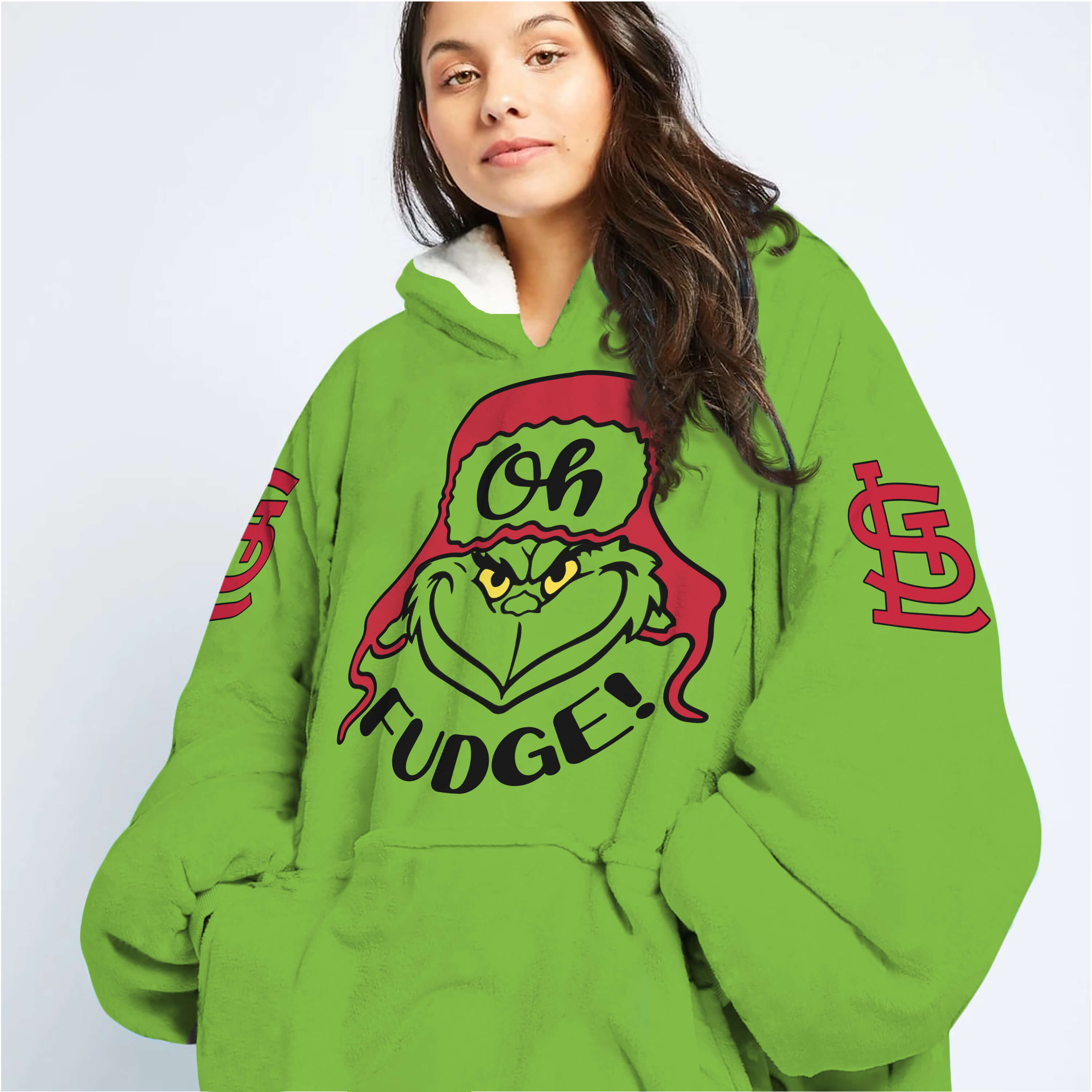 The Grinch – The Grinch – Oh Fudge – St. Louis Cardinals - Oodie Blanket - Image 2