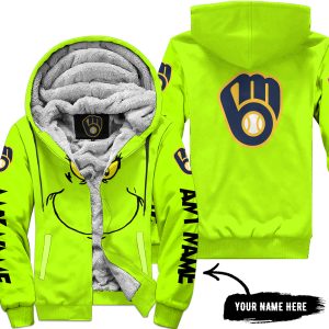 Grinch V2 – Custom Name – Milwaukee Brewers - Fleece Zip Hoodie