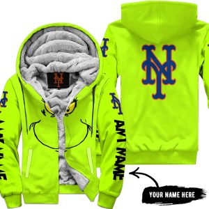Grinch V2 – Custom Name – New York Mets - Fleece Zip Hoodie