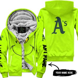 Grinch V2 – Custom Name – Oakland Athletics - Fleece Zip Hoodie