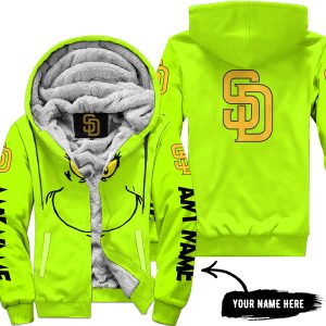 Grinch V2 – Custom Name – San Diego Padres - Fleece Zip Hoodie
