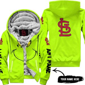 Grinch V2 – Custom Name – St. Louis Cardinals - Fleece Zip Hoodie