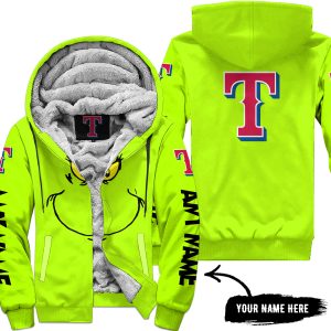 Grinch V2 – Custom Name – Texas Rangers - Fleece Zip Hoodie