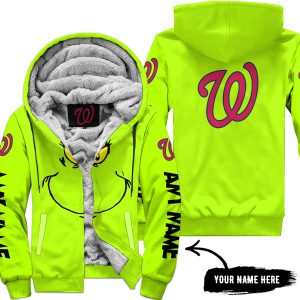 Grinch V2 – Custom Name – Washington Nationals - Fleece Zip Hoodie