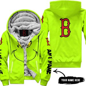 Grinch V2 – Custom Name – Boston Red Sox - Fleece Zip Hoodie