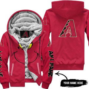 Grinch V2 – Custom Name – Arizona Diamondbacks - Fleece Zip Hoodie