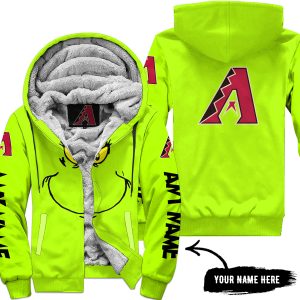 Grinch V2 – Custom Name – Arizona Diamondbacks - Fleece Zip Hoodie