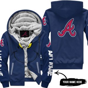 Grinch V2 – Custom Name – Atlanta Braves - Fleece Zip Hoodie