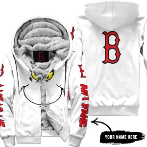 Grinch V2 – Custom Name – Boston Red Sox - Fleece Zip Hoodie