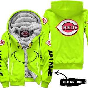 Grinch V2 – Custom Name – Cincinnati Reds - Fleece Zip Hoodie