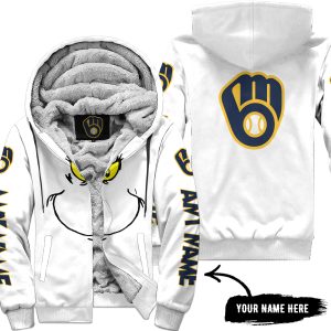 Grinch V2 – Custom Name – Milwaukee Brewers - Fleece Zip Hoodie