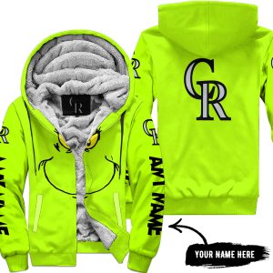Grinch V2 – Custom Name – Colorado Rockies - Fleece Zip Hoodie