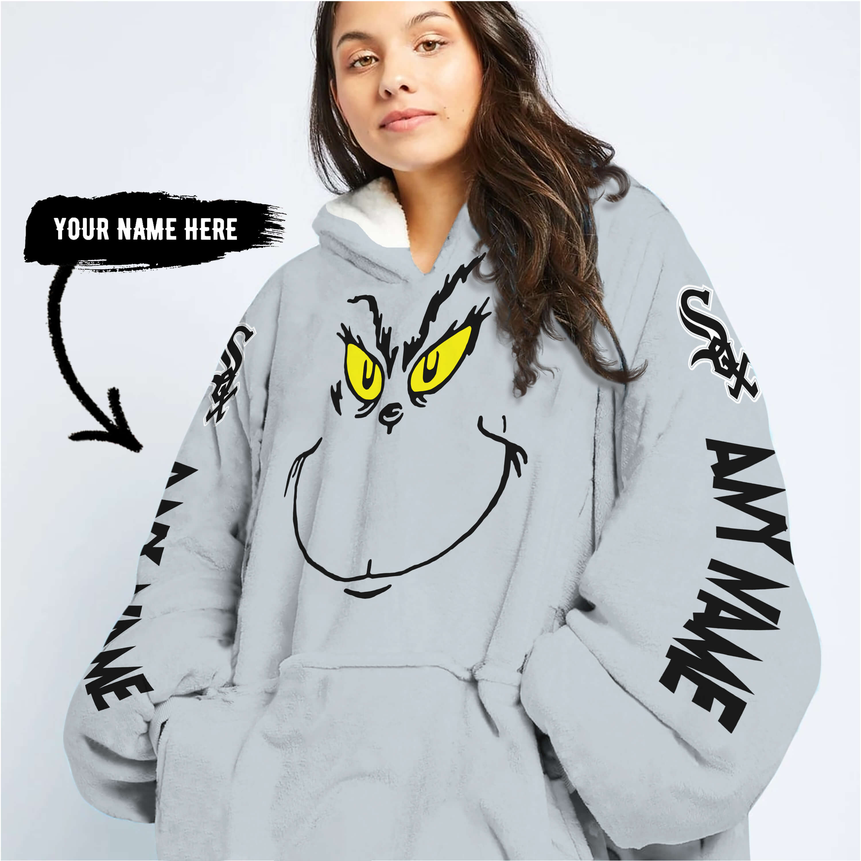 Grinch V2 – Custom Name – Chicago White Sox - Oodie Blanket - Image 6