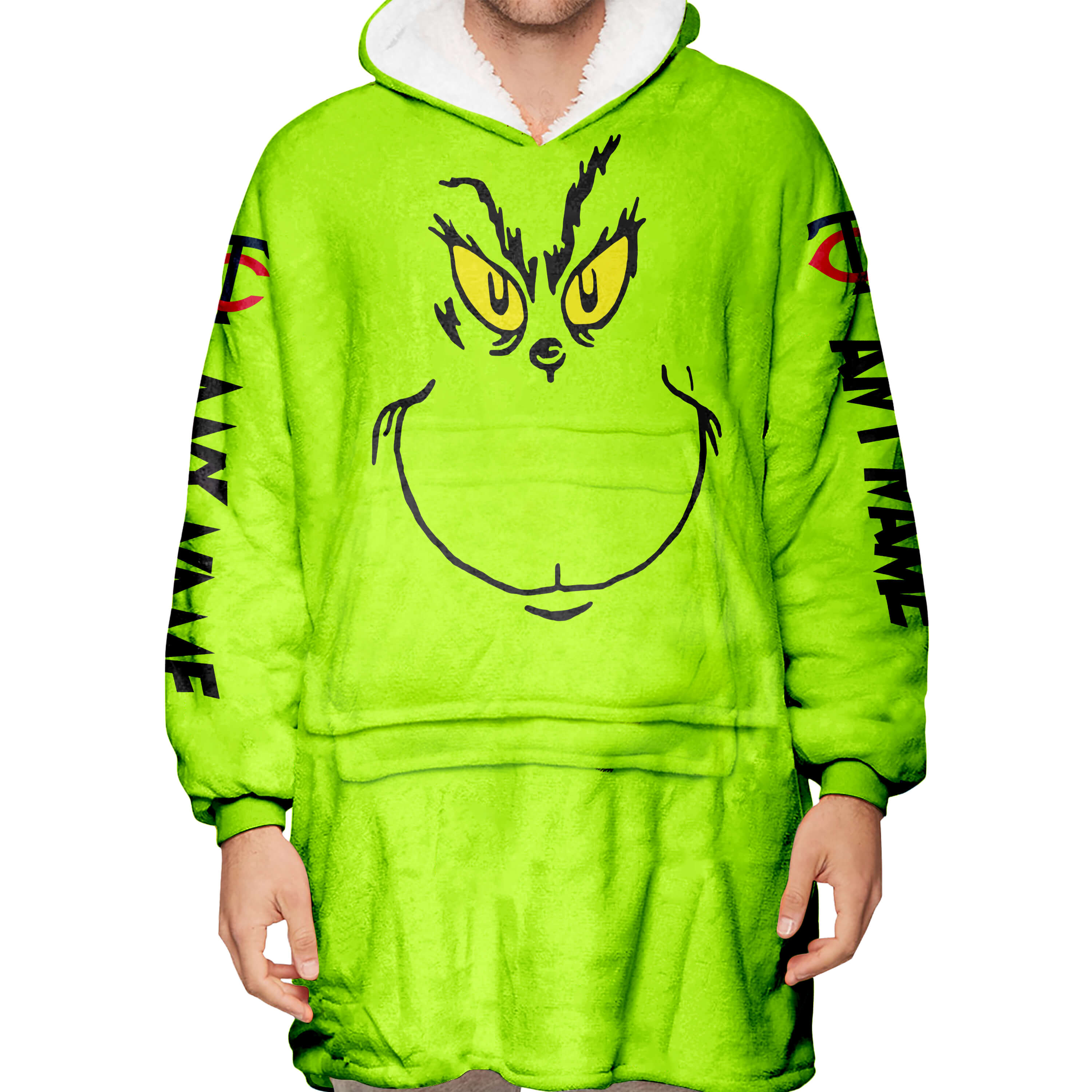 Grinch V2 – Custom Name – Minnesota Twins - Oodie Blanket - Image 5