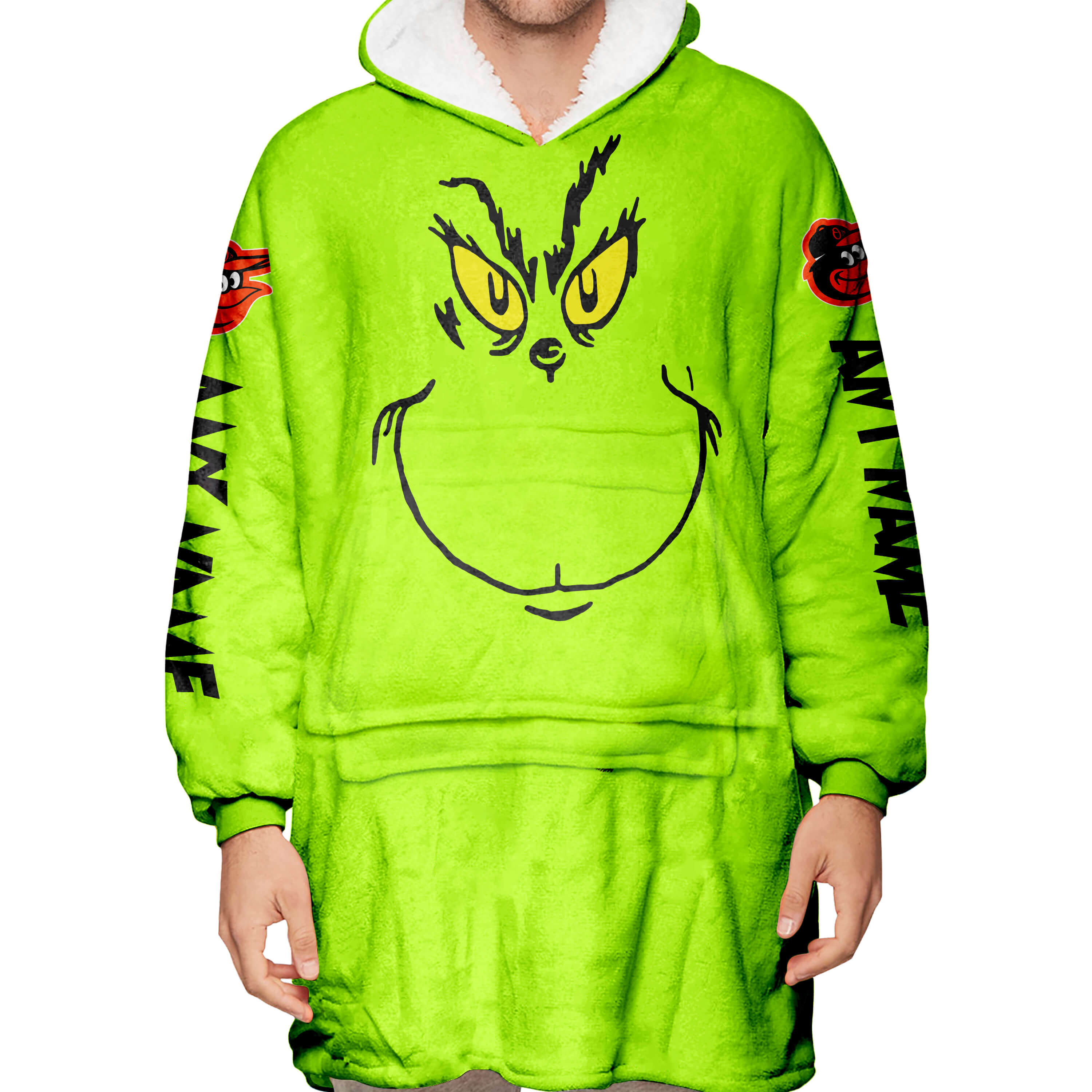 Grinch V2 – Custom Name – Baltimore Orioles - Oodie Blanket - Image 5