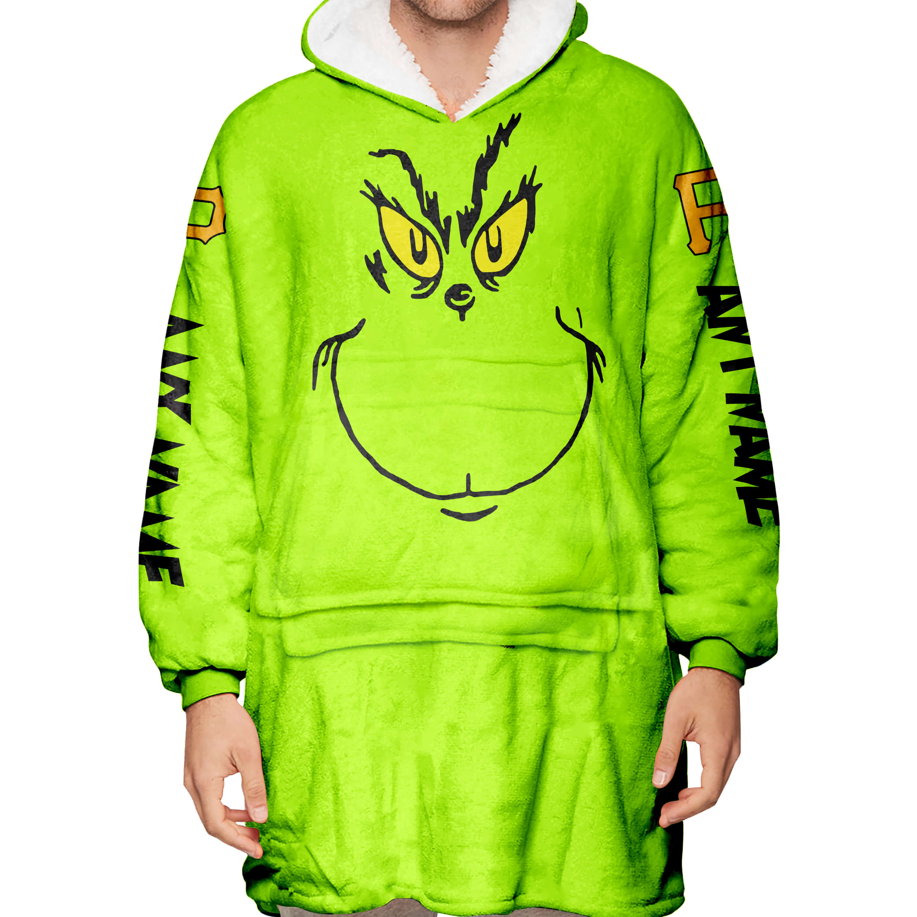 Grinch V2 – Custom Name – Pittsburgh Pirates - Oodie Blanket - Image 5