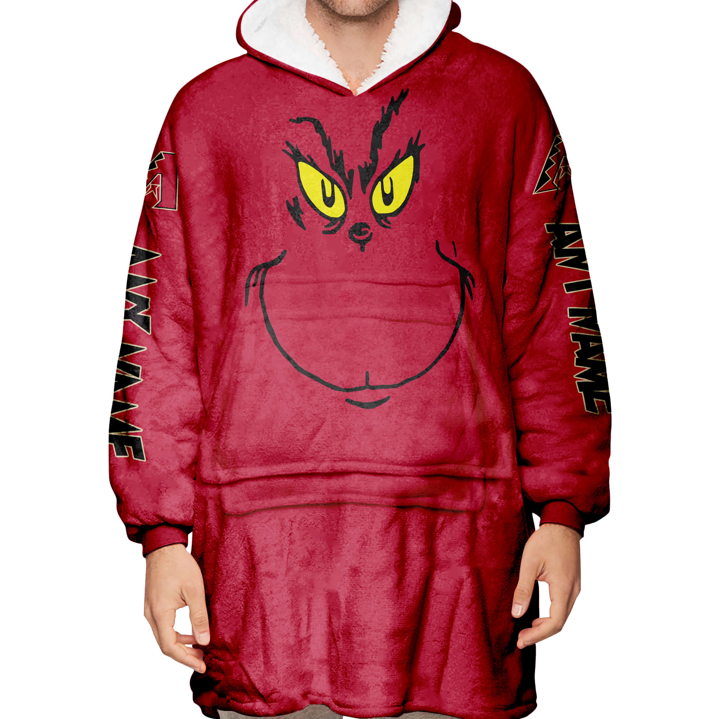 Grinch V2 – Custom Name – Arizona Diamondbacks - Oodie Blanket - Image 5