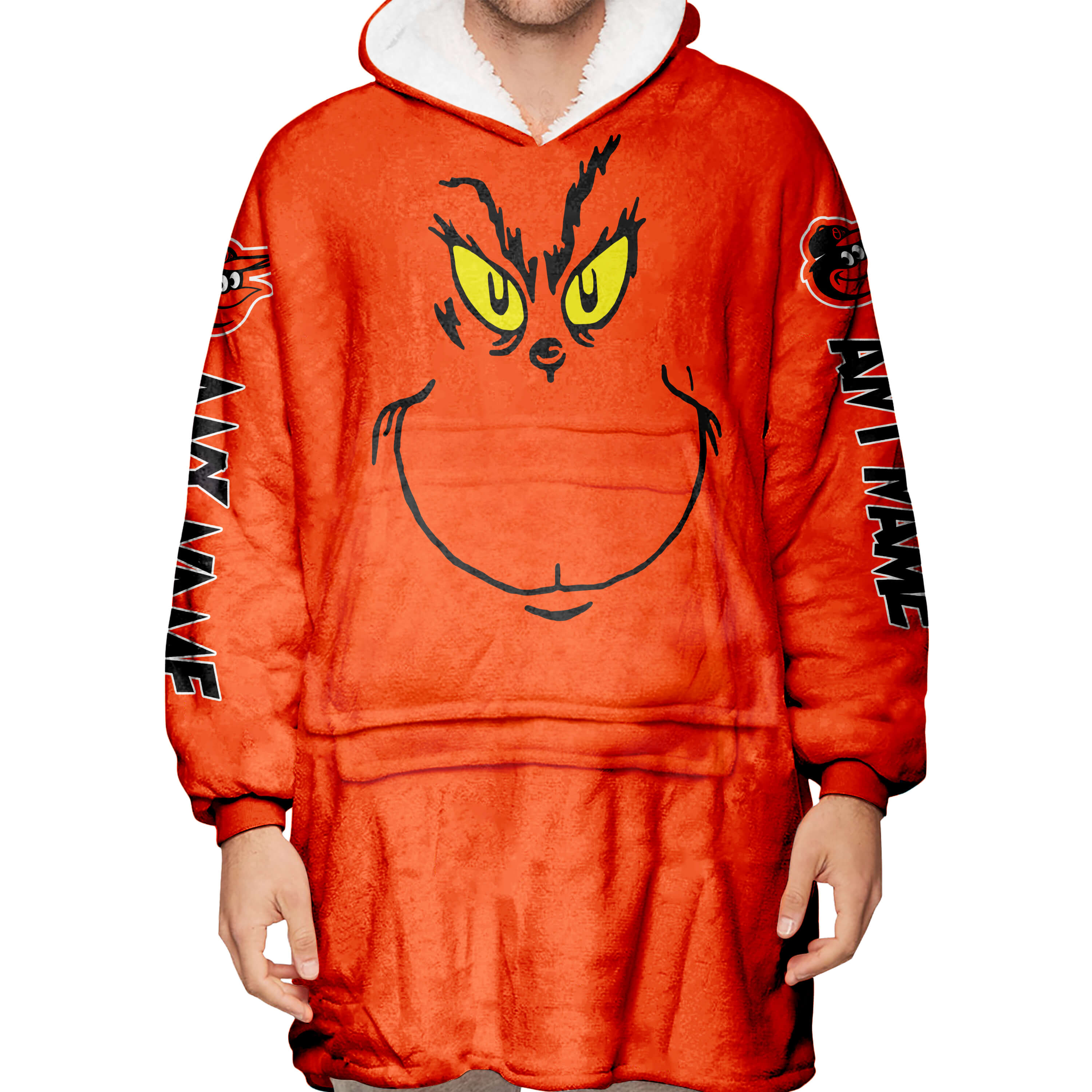 Grinch V2 – Custom Name – Baltimore Orioles - Oodie Blanket - Image 5