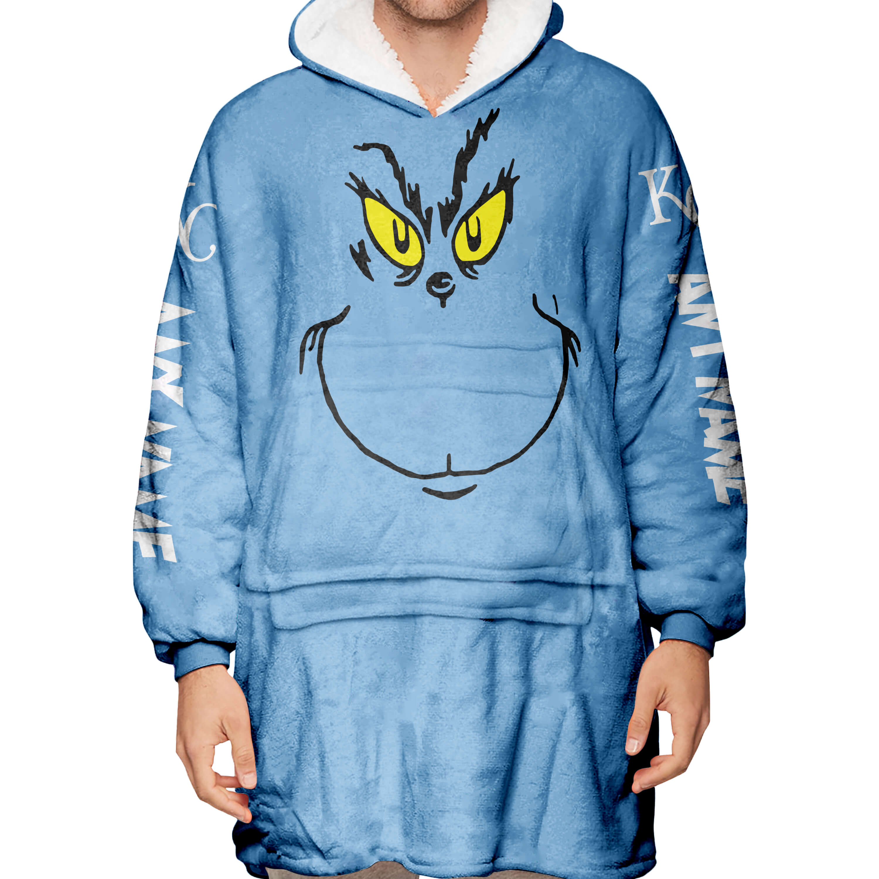 Grinch V2 – Custom Name – Kansas City Royals - Oodie Blanket - Image 5