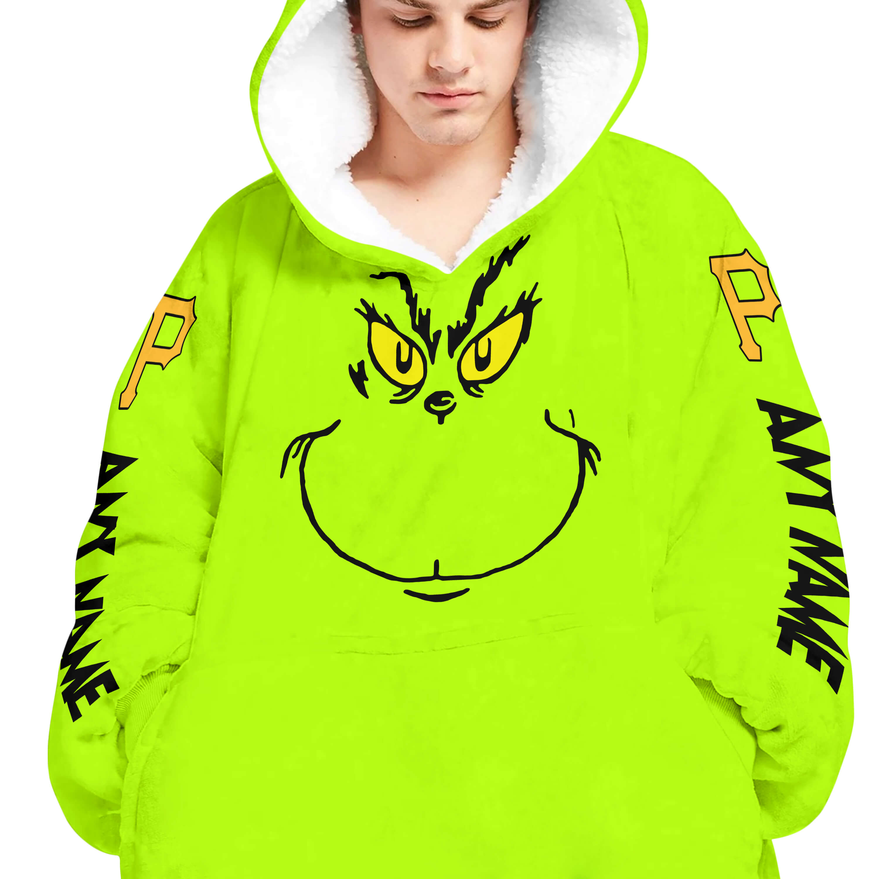 Grinch V2 – Custom Name – Pittsburgh Pirates - Oodie Blanket - Image 4
