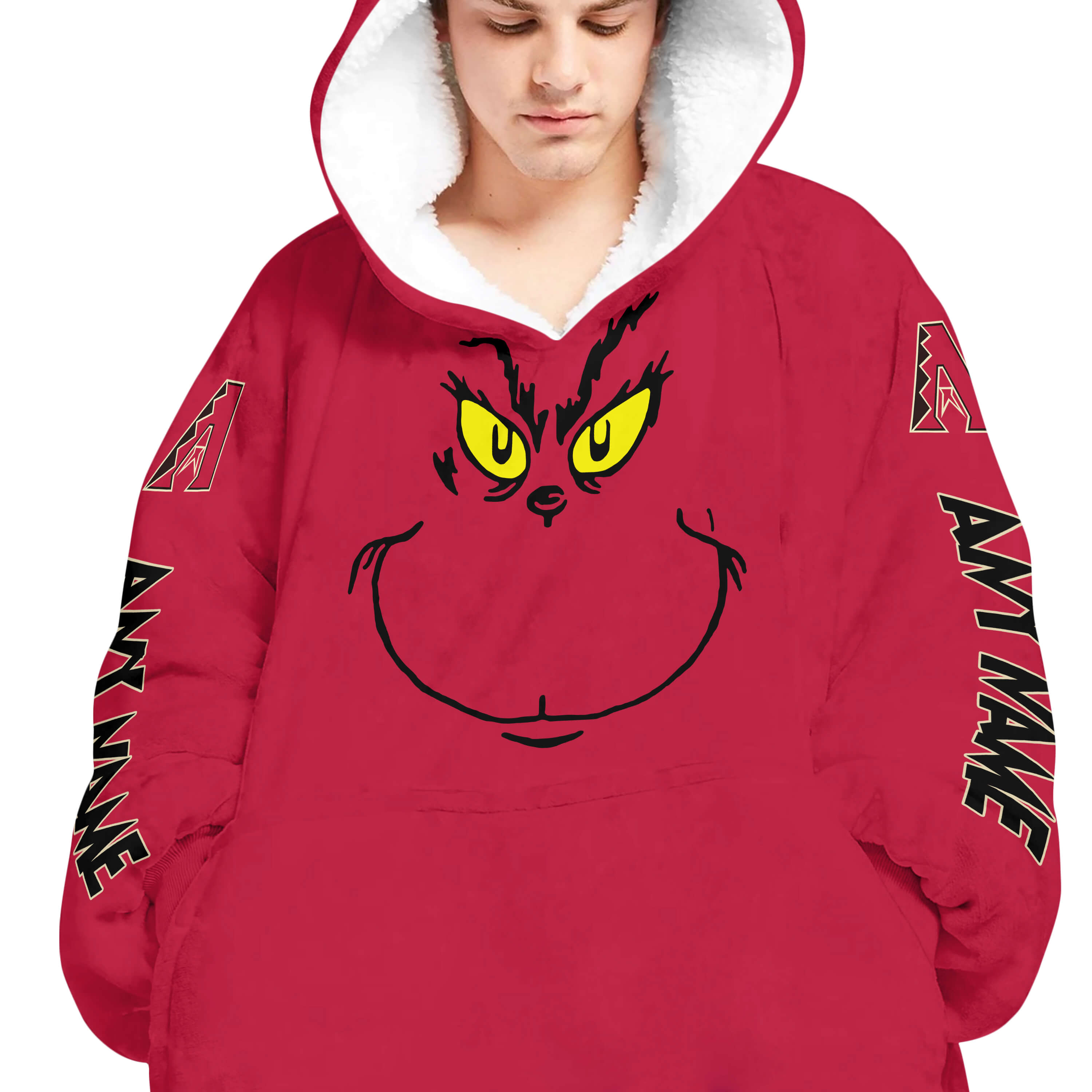 Grinch V2 – Custom Name – Arizona Diamondbacks - Oodie Blanket - Image 4