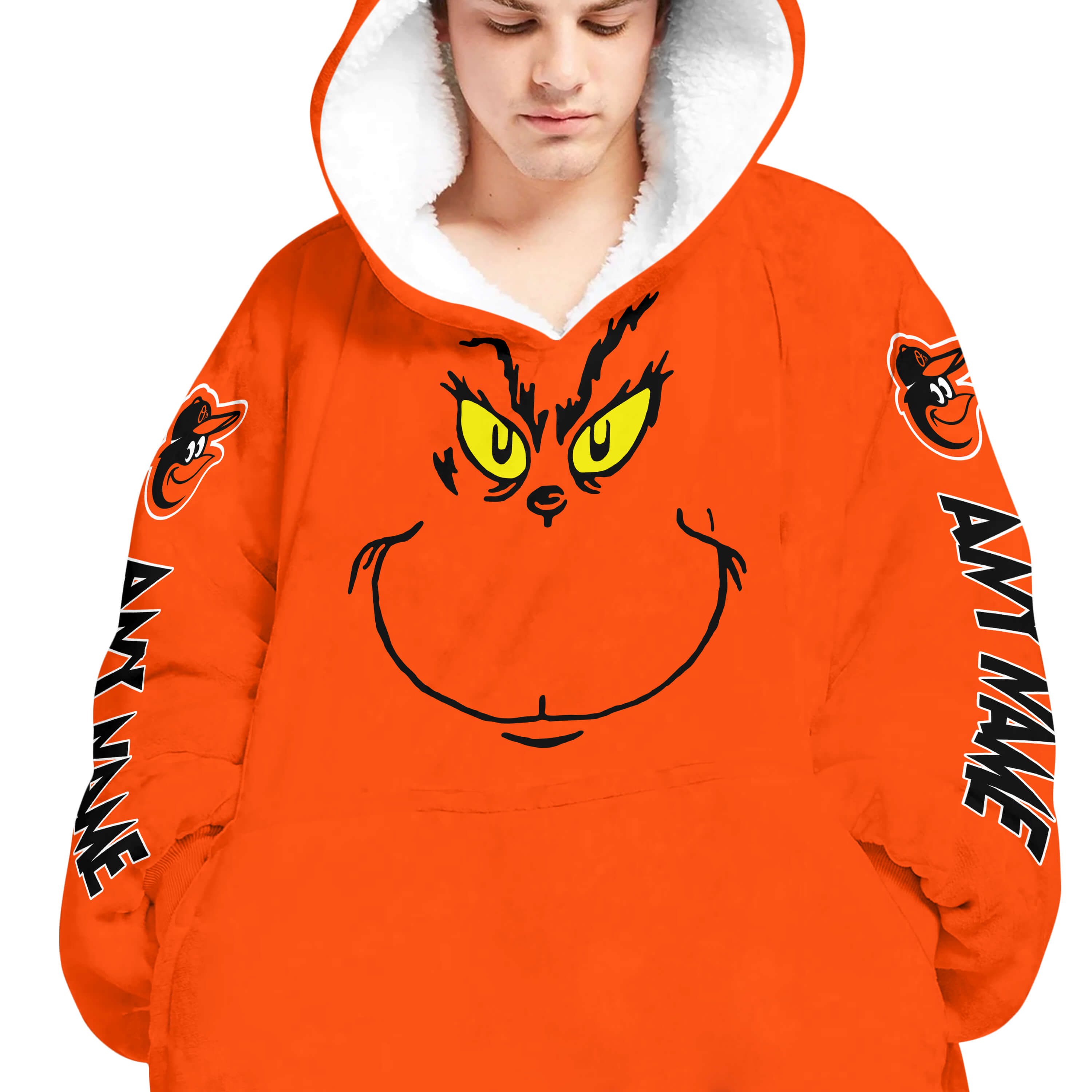 Grinch V2 – Custom Name – Baltimore Orioles - Oodie Blanket - Image 4