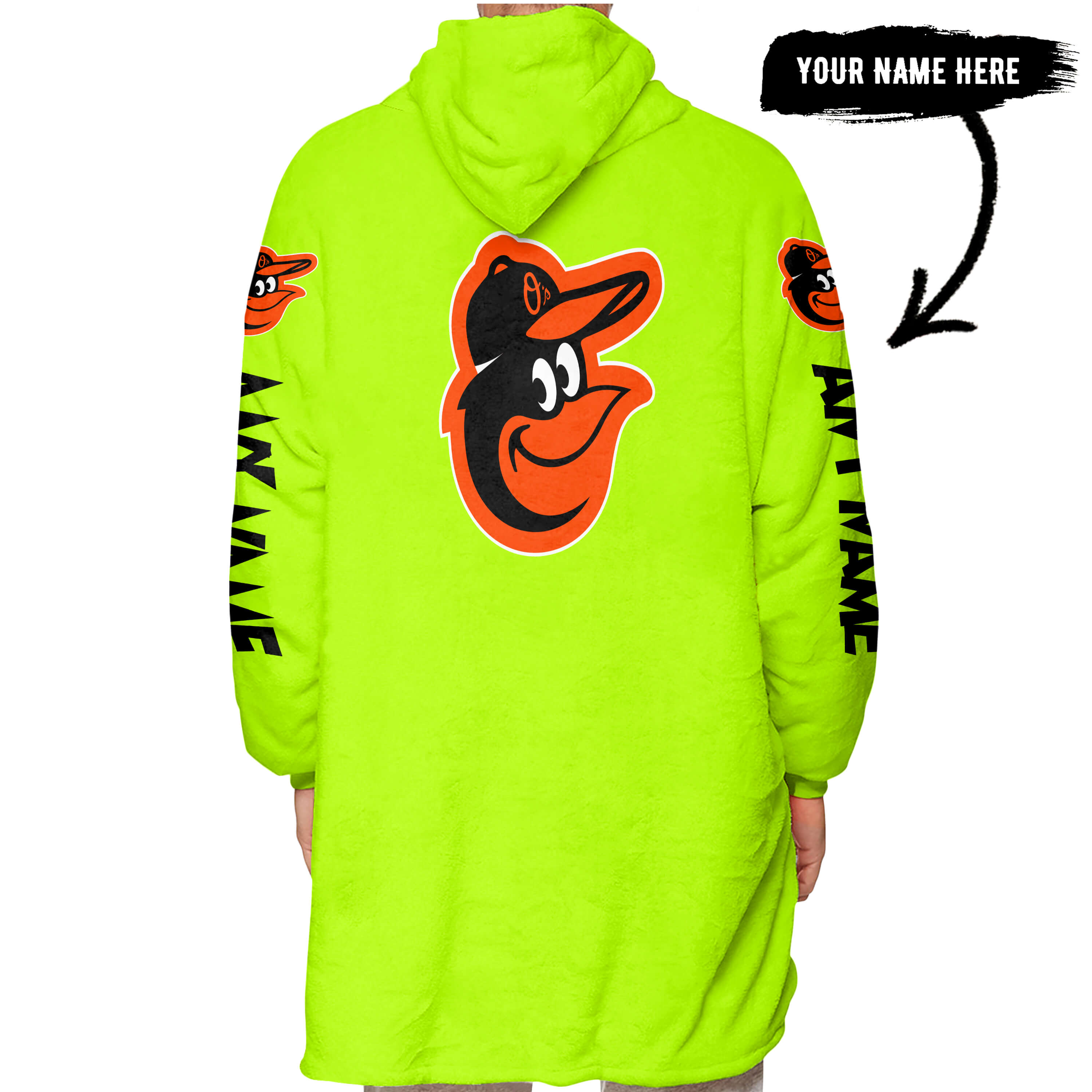 Grinch V2 – Custom Name – Baltimore Orioles - Oodie Blanket - Image 3