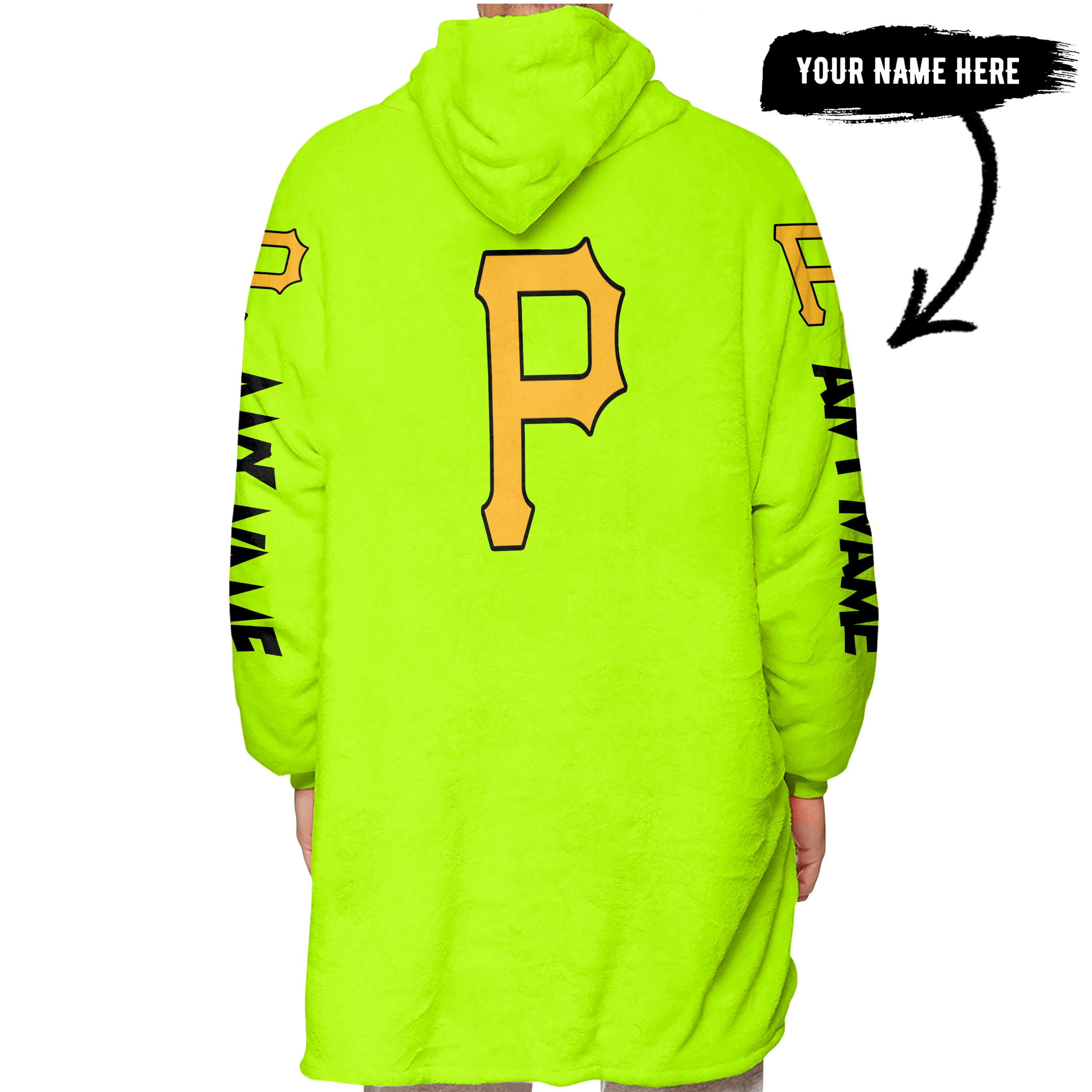 Grinch V2 – Custom Name – Pittsburgh Pirates - Oodie Blanket - Image 3