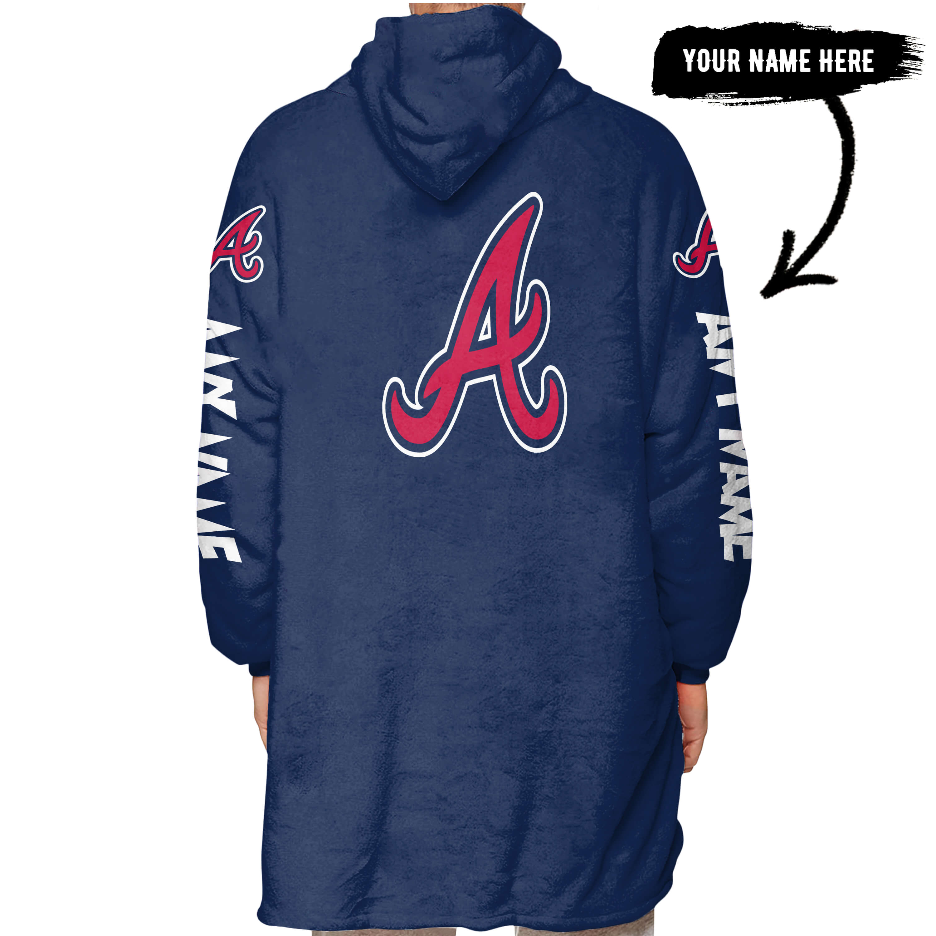 Grinch V2 – Custom Name – Atlanta Braves - Oodie Blanket - Image 3