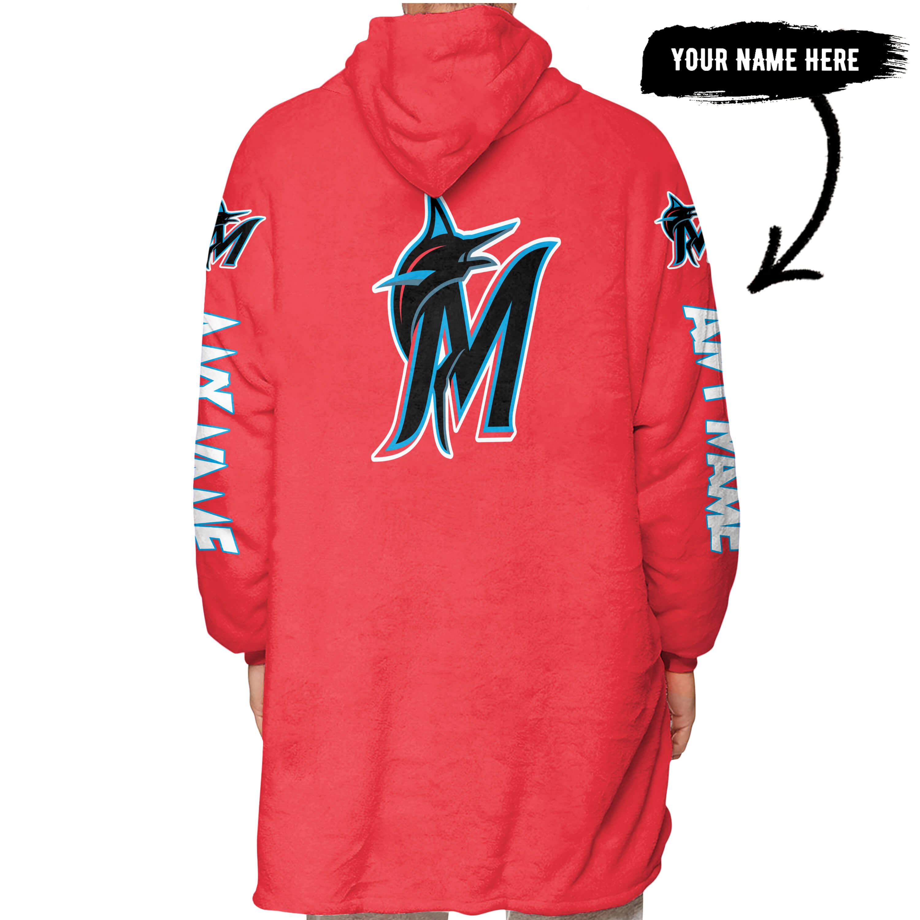 Grinch V2 – Custom Name – Miami Marlins - Oodie Blanket - Image 3