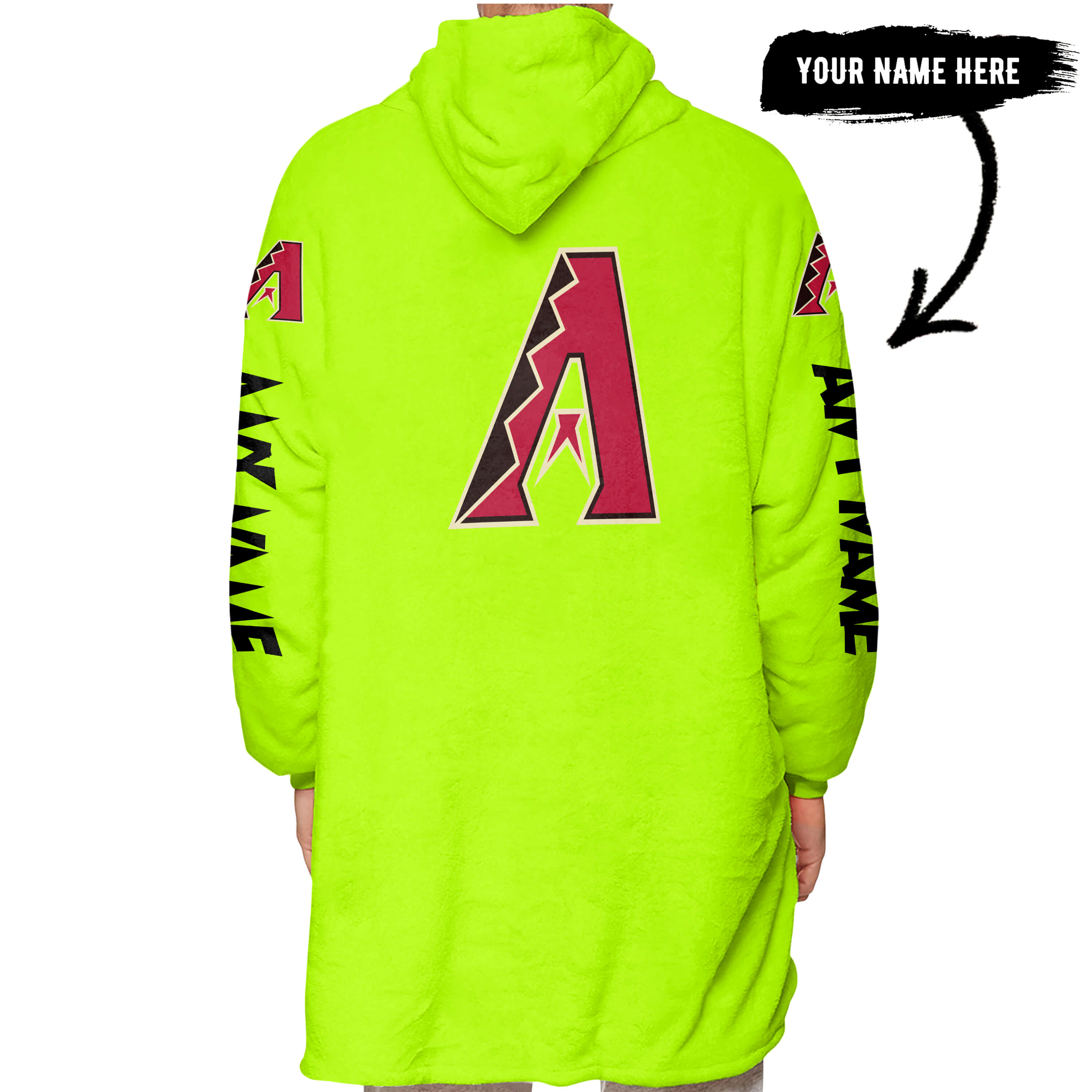 Grinch V2 – Custom Name – Arizona Diamondbacks - Oodie Blanket - Image 3