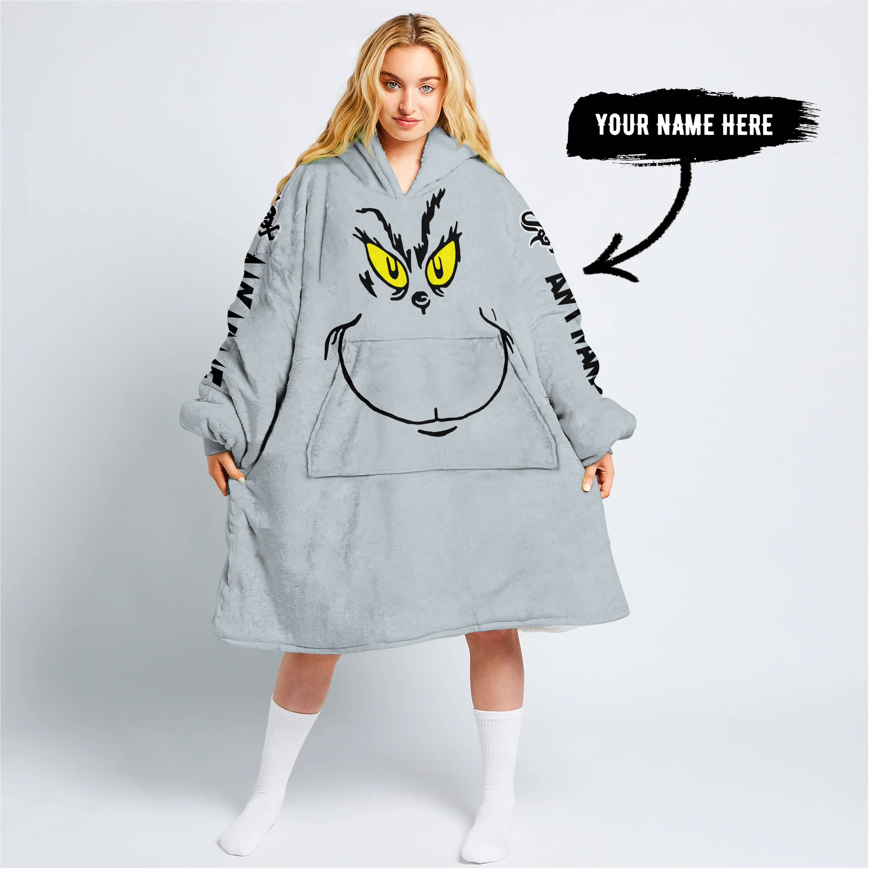 Grinch V2 – Custom Name – Chicago White Sox - Oodie Blanket