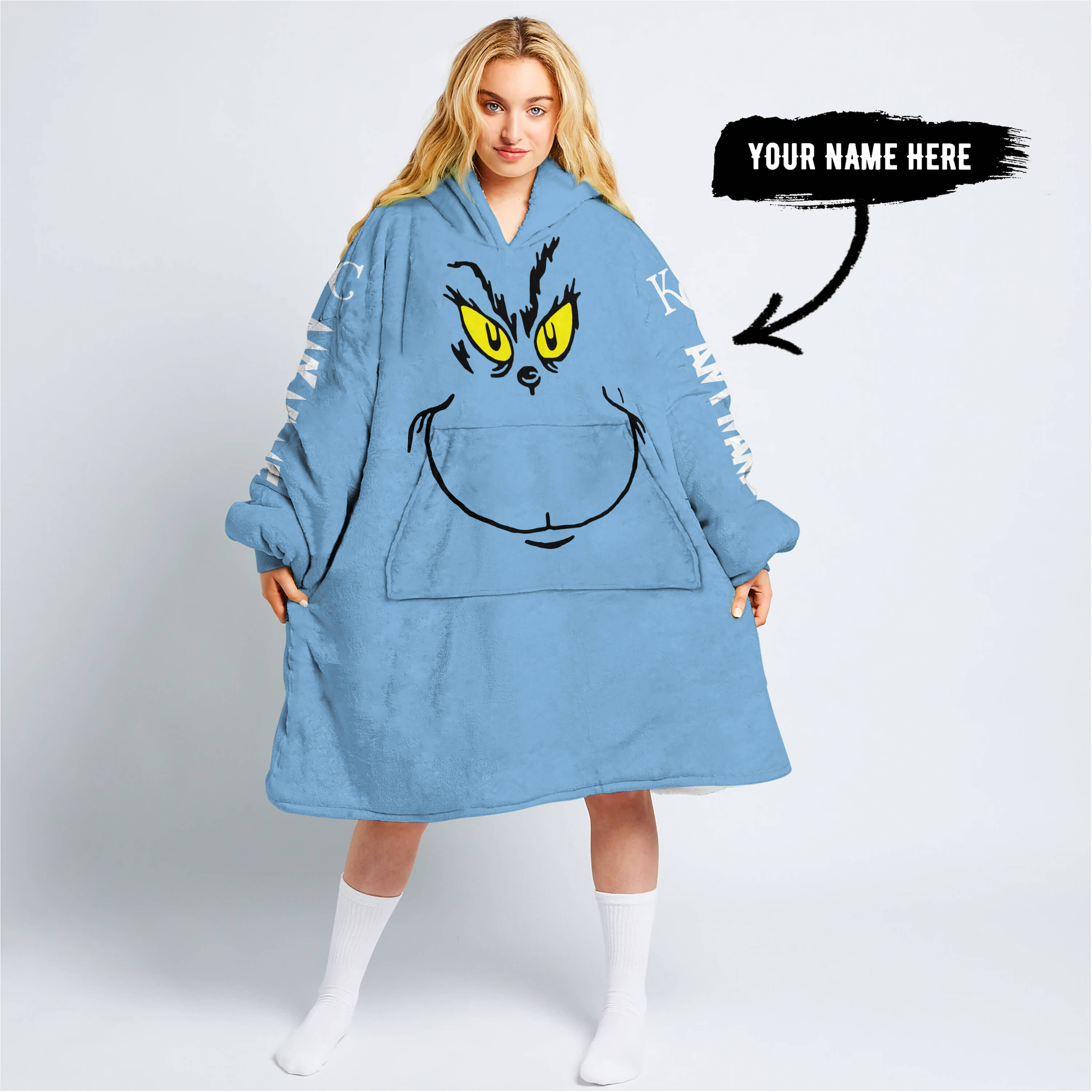 Grinch V2 – Custom Name – Kansas City Royals - Oodie Blanket