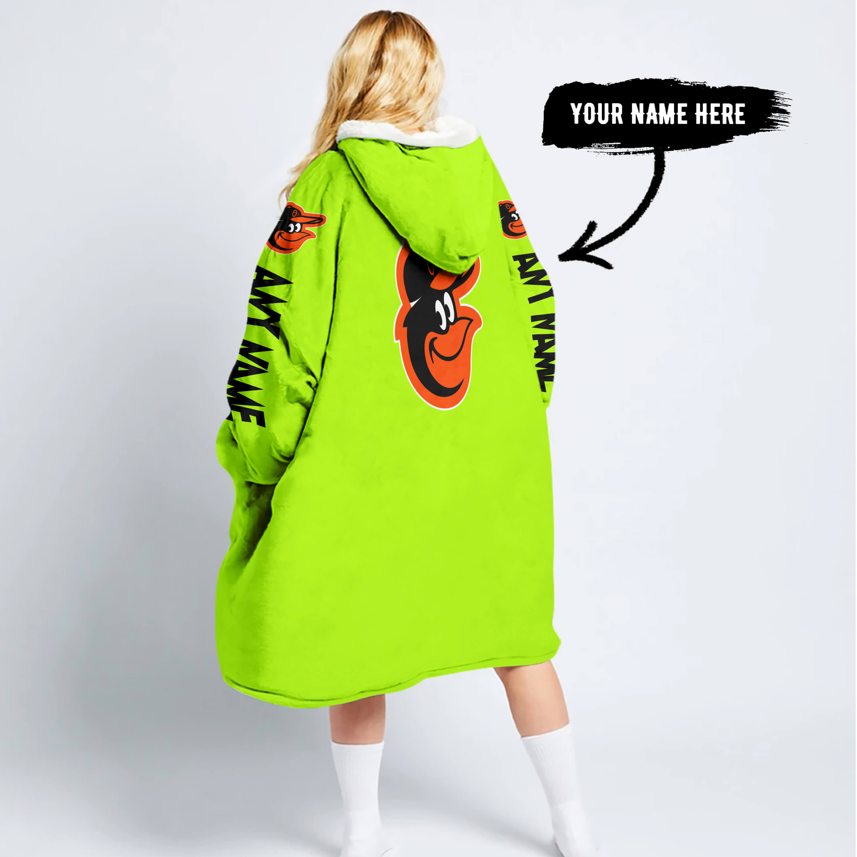 Grinch V2 – Custom Name – Baltimore Orioles - Oodie Blanket - Image 2