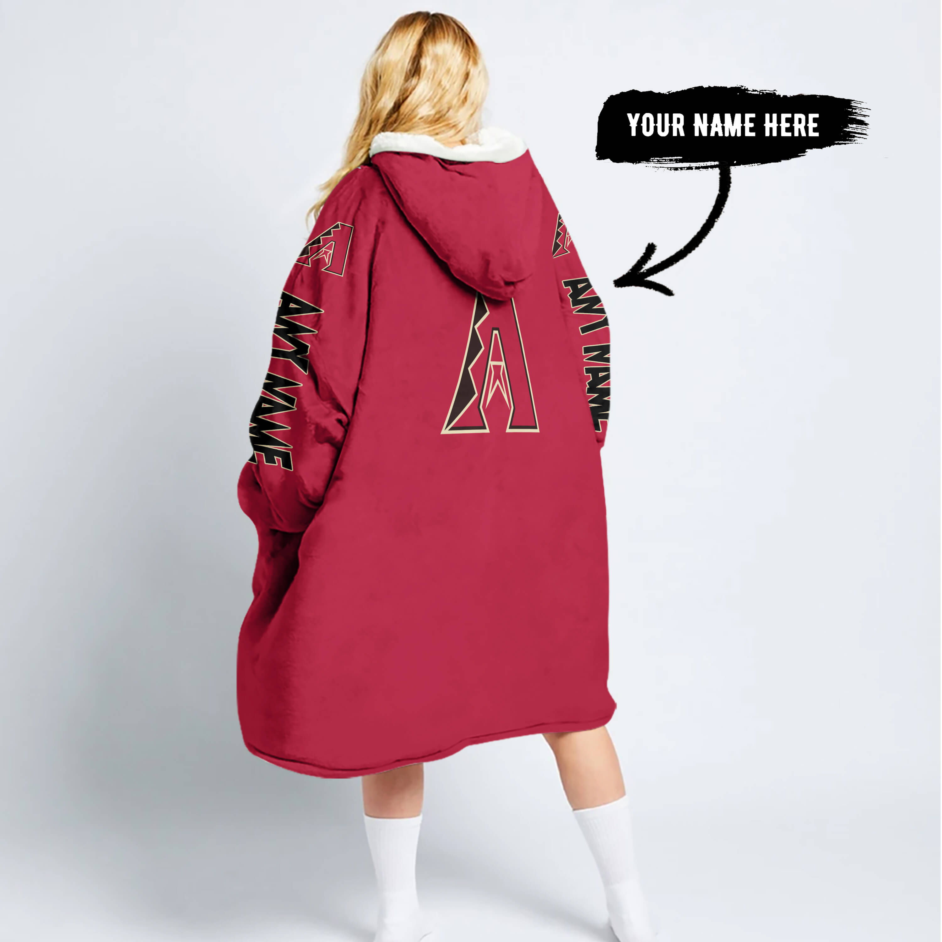 Grinch V2 – Custom Name – Arizona Diamondbacks - Oodie Blanket - Image 2