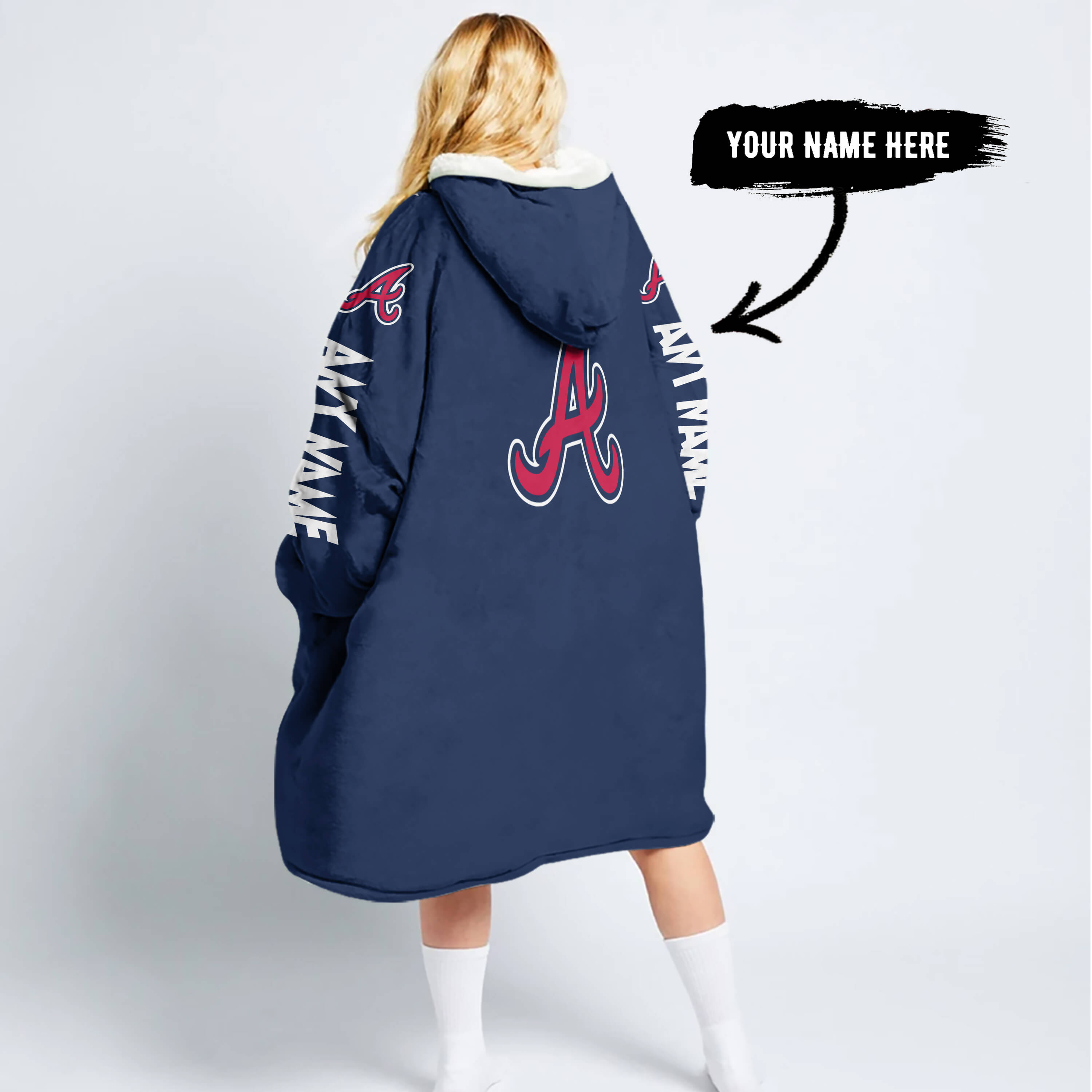 Grinch V2 – Custom Name – Atlanta Braves - Oodie Blanket - Image 2