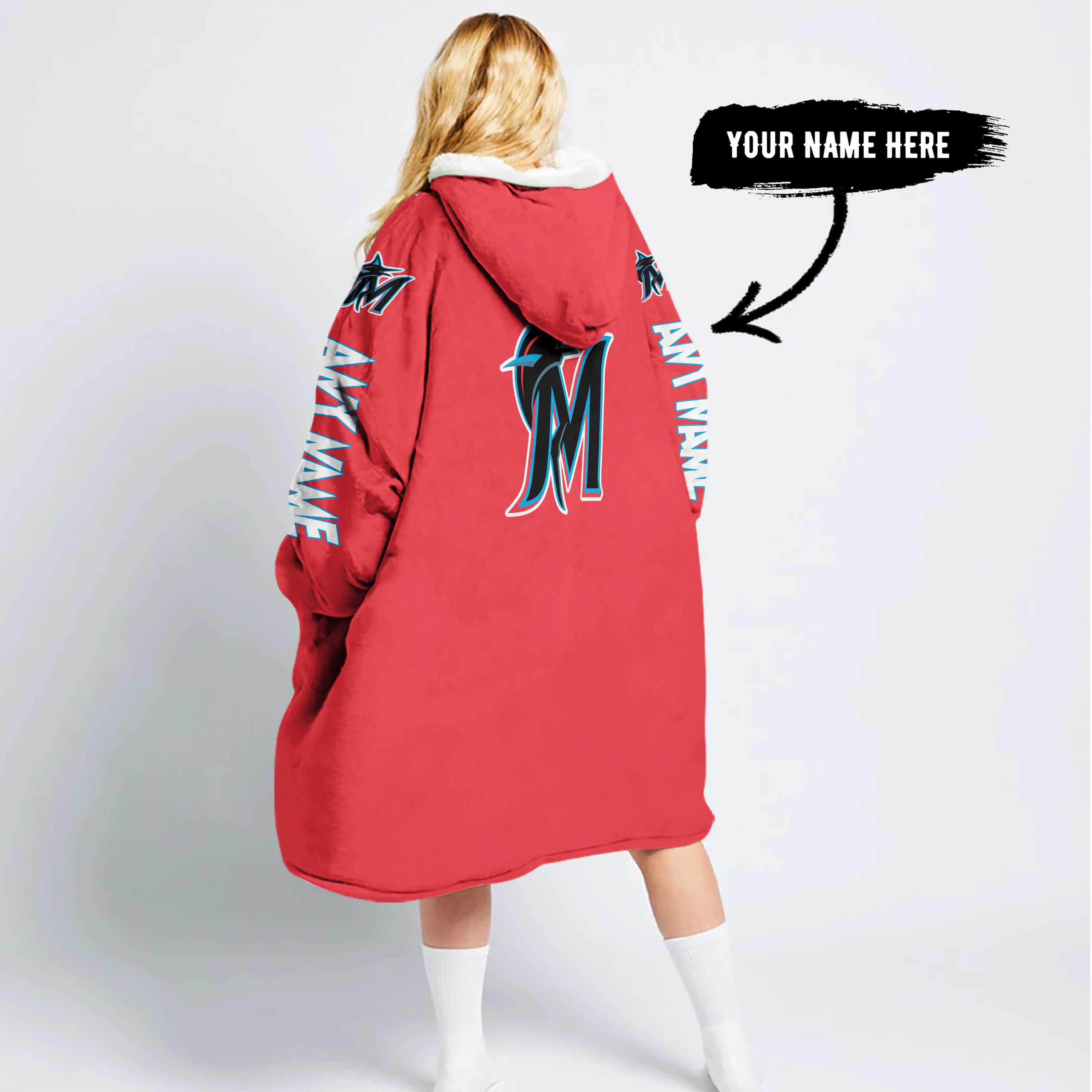 Grinch V2 – Custom Name – Miami Marlins - Oodie Blanket - Image 2