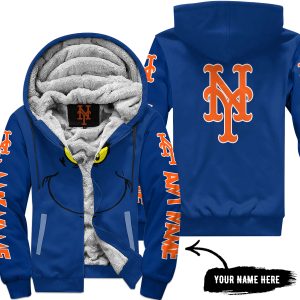 Grinch V2 – Custom Name – New York Mets - Fleece Zip Hoodie