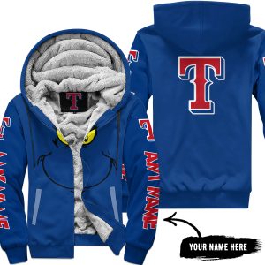 Grinch V2 – Custom Name – Texas Rangers - Fleece Zip Hoodie