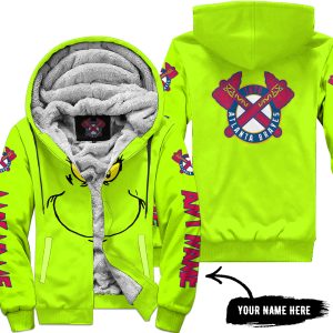 Grinch V2 – Custom Name – Atlanta Braves - Fleece Zip Hoodie