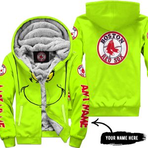 Grinch V2 – Custom Name – Boston Red Sox - Fleece Zip Hoodie
