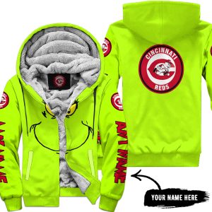 Grinch V2 – Custom Name – Cincinnati Reds - Fleece Zip Hoodie