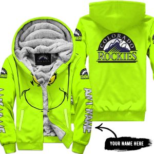 Grinch V2 – Custom Name – Colorado Rockies - Fleece Zip Hoodie