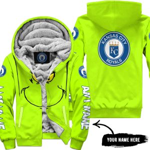 Grinch V2 – Custom Name – Kansas City Royals - Fleece Zip Hoodie