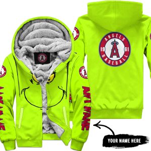 Grinch V2 – Custom Name – Los Angeles Angels - Fleece Zip Hoodie
