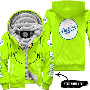 Grinch V2 – Custom Name – Los Angeles Dodgers - Fleece Zip Hoodie