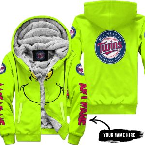 Grinch V2 – Custom Name – Minnesota Twins - Fleece Zip Hoodie