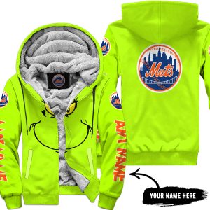 Grinch V2 – Custom Name – New York Mets - Fleece Zip Hoodie