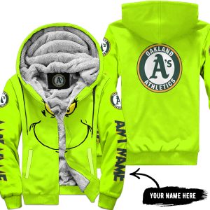 Grinch V2 – Custom Name – Oakland Athletics - Fleece Zip Hoodie