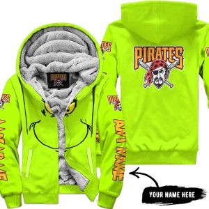 Grinch V2 – Custom Name – Pittsburgh Pirates - Fleece Zip Hoodie